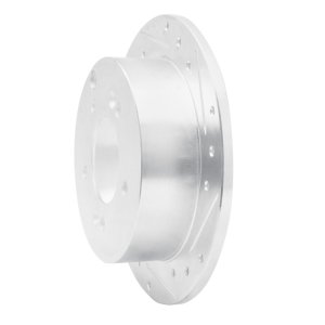 Hyundai Tucson Brake Rotor (1) - Rear Right - R1 Concepts - Drilled & Slotted - Silver - `01-`10